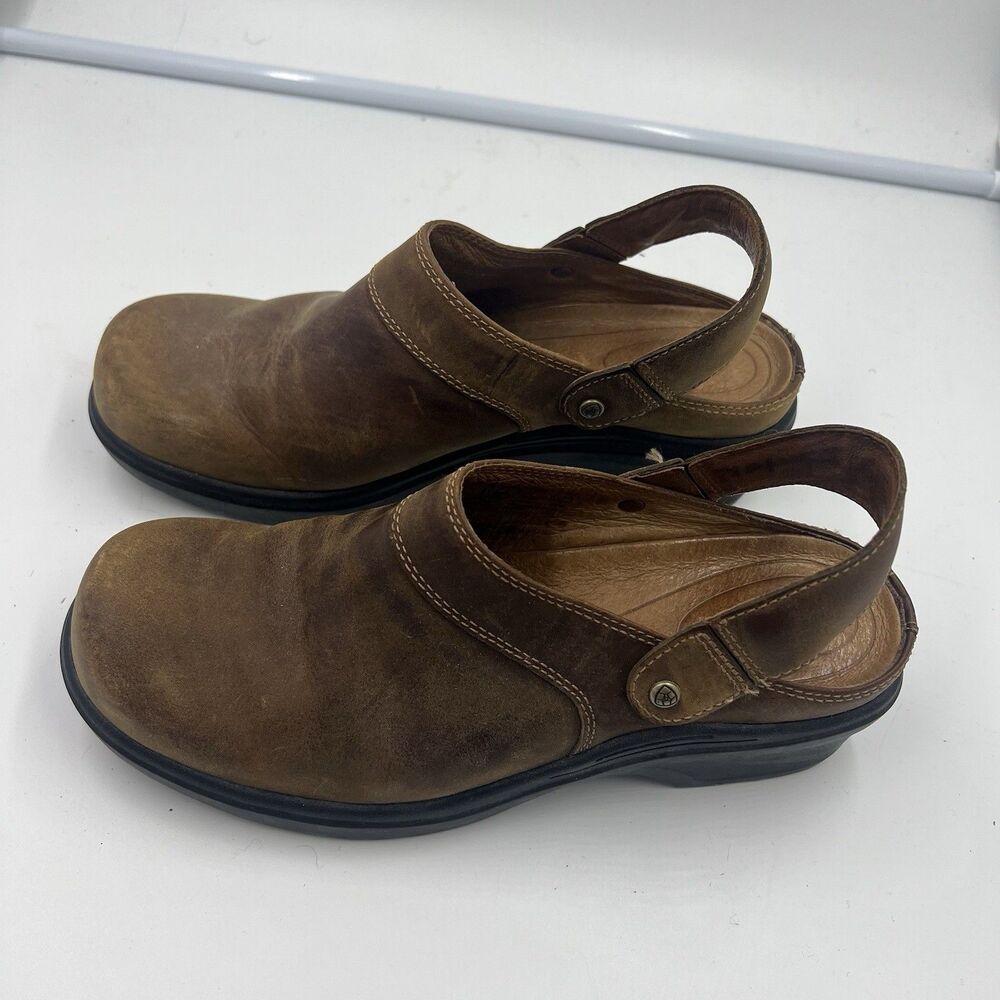Ariat Slip On Clogs With Heel Strap Womens Brown Tan Western Cowboy Size 9 Style